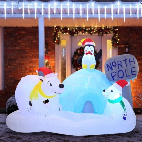 🆕6 FT Long Christmas Inflatable Polar Bear Build-in LEDs Blow Up Outdoor Decor - Picture 11 of 11